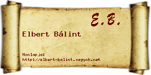Elbert Bálint névjegykártya