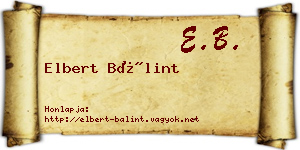 Elbert Bálint névjegykártya