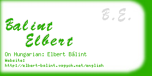 balint elbert business card
