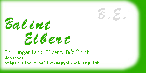 balint elbert business card